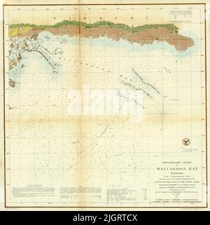 US Coast Survey Preliminary Nautical Chart of Waccasassa Bay, Florida, 1856 Foto Stock