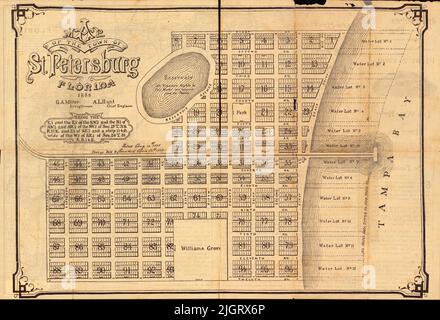 Mappa della città di San Pietroburgo, Florida, 1888, di G. A. Miller, A. L. Hunt Foto Stock