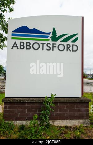 Benvenuto a Abbotsford Sign, Abbotsford, British Columbia, Canada Foto Stock