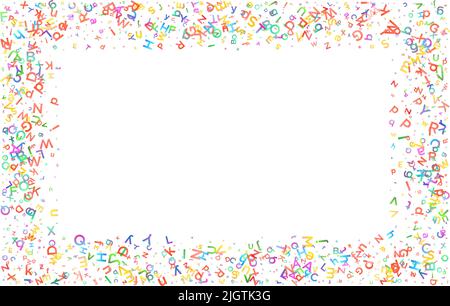 Sfondo vettoriale colorato realizzato in alfabeti, lettere o caratteri inglesi in stile piatto. Illustrazione Vettoriale