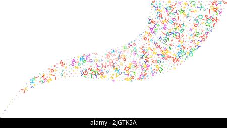 Sfondo vettoriale colorato realizzato in alfabeti, lettere o caratteri inglesi in stile piatto. Illustrazione Vettoriale