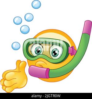 Emoticon snorkeling o immersioni Illustrazione Vettoriale