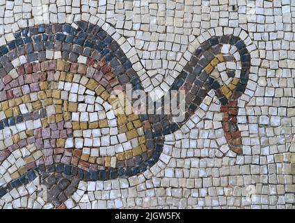 Anatra su un mosaico bizantino piastrelle in Palazzo Beiteddine , Monte Governatorato Libano, Beit ed-dine, Libano Foto Stock