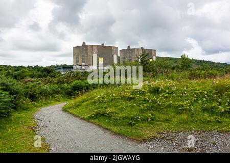 Centrale nucleare decommissionata Trawsfynydd, Gwynedd, Galles Foto Stock