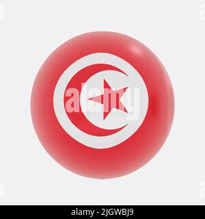 3d rappresentazione del globo in tunisia bandiera per icona o simbolo. Foto Stock