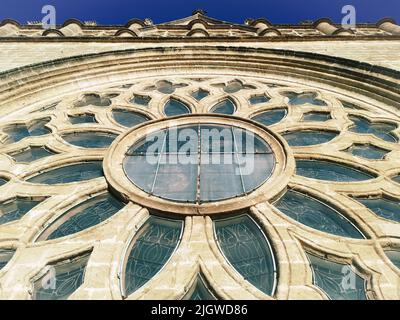 Rosone gotico della Cattedrale di Siviglia, Spagna. Vista dall'esterno. Facciata esterna Foto Stock