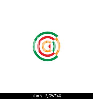 lettera c strisce colorate target dart simbolo vettore logo Illustrazione Vettoriale