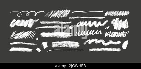 Linee a matita gesso e squiggles, tratti larghi. Illustrazione Vettoriale