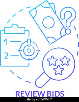 Rivedi l'icona del concetto di gradiente blu BIDS Illustrazione Vettoriale