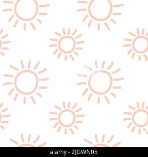 Il motivo rosa sole senza cuciture a mano si infila nella silhouette soleggiata Illustrazione Vettoriale