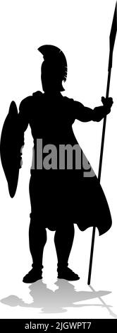 Spartan Silhouette Gladiator Trojan Greek Warrior Illustrazione Vettoriale