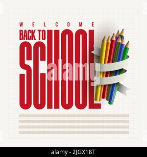 Bentornato al design tipografico del poster a scuola Illustrazione Vettoriale