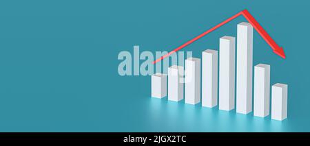 Business e il concetto di fallimento. Grafico in bancarotta con recessione. rendering 3d Foto Stock