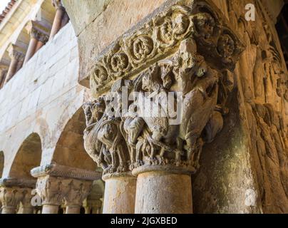 Chiostro romanico in Abbazia di Santo Domingo de Silos, Castiglia e Leon, Spagna Foto Stock