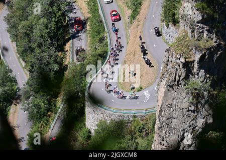 Granon, Francia, 13th luglio 2022. Una vista generale durante la fase 11 del Tour De France, Albertville a col du Granon Serre Chevalier. Credit: Pete Goding/Alamy Live News Foto Stock