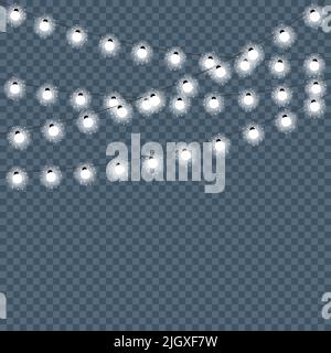 Luci di Natale, ghirlande isolate. Illustrazione vettoriale Illustrazione Vettoriale