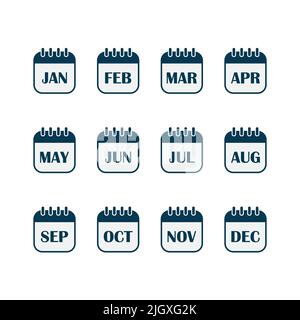 12 mesi calendario icona vettore isolato su sfondo bianco Illustrazione Vettoriale