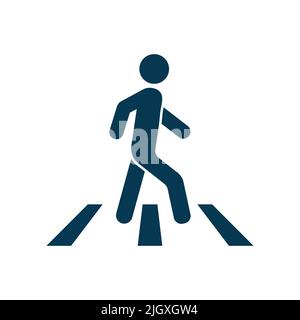 Vettore di icone pedoni con crosswalk isolato su sfondo bianco Illustrazione Vettoriale