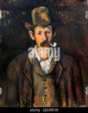 Uomo con una pipa di Paul Cezanne (1839-1906), olio su tela, ca.1892-96 Foto Stock