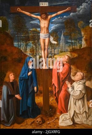 Cristo sulla Croce dal laboratorio di Quinten Massys (1466-1530), olio su legno, c.. 1490-95 Foto Stock