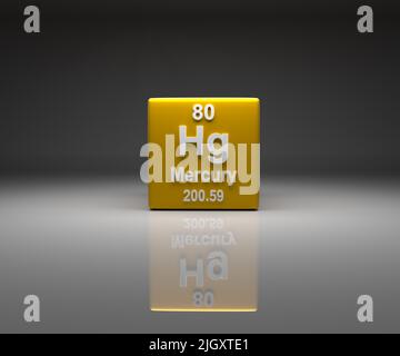 Cubo con numero di Mercury 80 tabella periodica, 3D rendering Foto Stock