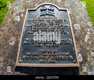 Gretna Green, Scozia - Ottobre 15th 2021: Una lapide commemorativa, situata a Gretna Green in Scozia, che commemora coloro che sono morti nel Quintinshill R. Foto Stock