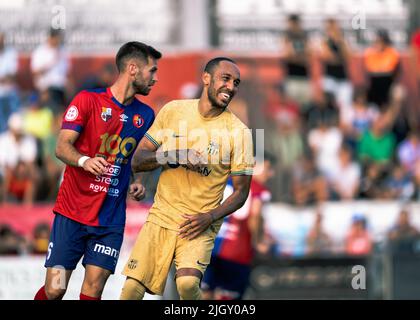 Olot, Spagna, 13, luglio 2022. Partita amichevole: Olot vs FC Barcellona. Credit: JG/Alamy Live News Foto Stock