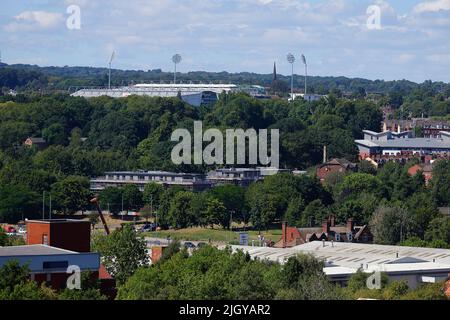 Vista sul Headingley Stadium e gli appartamenti di Alexandra Park attualmente in costruzione Foto Stock