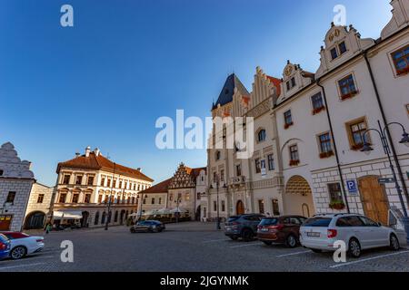 CZECHIA, TABOR - 12 LUGLIO 2022: Serata estiva nella città di Tabor, Czechia. Foto Stock