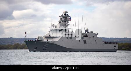 220712-N-KH173-1022 PEARL HARBOR (12 luglio 2022) Mexican Navy Frigate ARM Benito Juarez (F 101) parte Pearl Harbor per iniziare la fase in mare del Rim of the Pacific (RIMPAC) 2022 luglio 12. Ventisei nazioni, 38 navi, quattro sottomarini, più di 170 aerei e 25.000 persone partecipano a RIMPAC dal 29 giugno al 4 agosto nelle isole Hawaiane e nella California meridionale. Il più grande esercizio marittimo internazionale del mondo, RIMPAC offre un’opportunità di formazione unica, promuovendo e sostenendo al contempo le relazioni di cooperazione tra i partecipanti fondamentali per garantire la sicurezza di Foto Stock