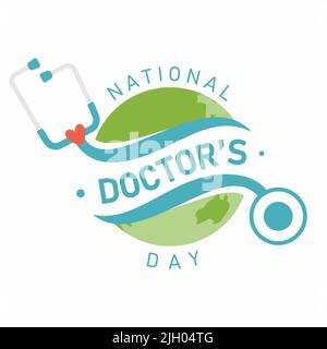 Tipografia per il disegno di emblema del giorno Nazionale dei Medici. Lettera National Doctors Day per la progettazione di elementi. Illustrazione vettoriale EPS.8 EPS.10 Illustrazione Vettoriale