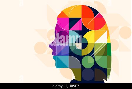 Donne realizzate con forme geometriche colorate. Modello di illustrazione vettoriale. Illustrazione Vettoriale