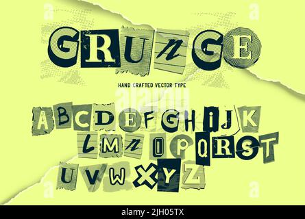 Un insieme di lettere vecchie e usurate dell'alfabeto grunge. Illustrazione del tipo di vettore Illustrazione Vettoriale