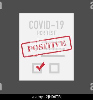 Certificato di risultato positivo del test Covid-19, illustrazione vettoriale Illustrazione Vettoriale