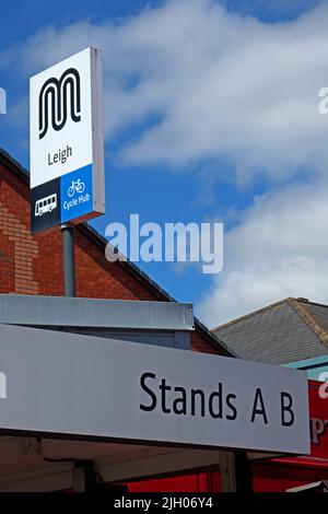 Stazione degli autobus di Leigh, King Street, Leigh, Greater Manchester, Inghilterra, REGNO UNITO, WN7 4LP Foto Stock