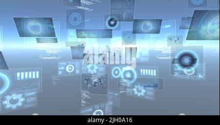 Immagine dell'elaborazione dei dati su schermi in movimento Foto Stock