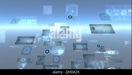 Immagine dell'elaborazione dei dati su schermi in movimento Foto Stock