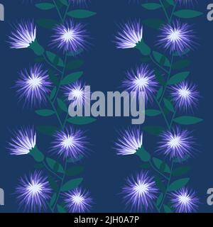 Motivo floreale senza cuciture di cartoni animati per avvolgere carta e tessuti, accessori e stampe di abbigliamento e bambini. Illustrazione di alta qualità Foto Stock