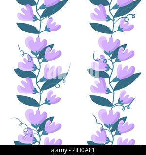 Motivo floreale senza cuciture di cartoni animati per avvolgere carta e tessuti, accessori e stampe di abbigliamento e bambini. Illustrazione di alta qualità Foto Stock