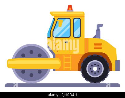 rullo per asfalto. attrezzatura per lavori stradali. illustrazione vettoriale piatta. Illustrazione Vettoriale