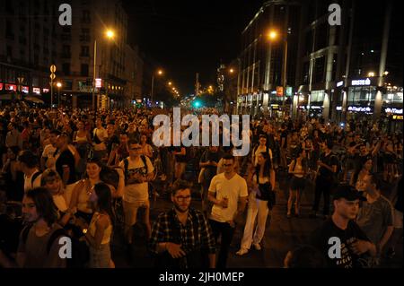 Budapest, Ungheria, 13th lug 2022, manifestanti a Budapest, Balint Szentgallay / Alamy Live News Foto Stock