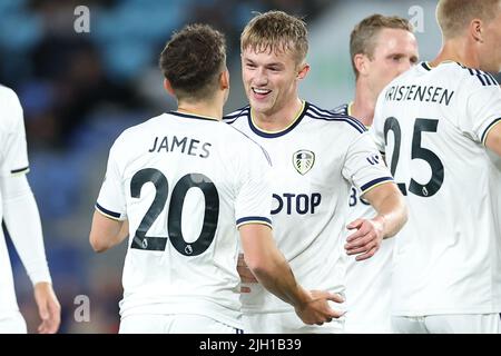 Jack Harrison di Leeds United festeggia dopo aver segnato ` Foto Stock