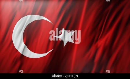 Bandiera della Turchia primo piano, 3D rendering Foto Stock