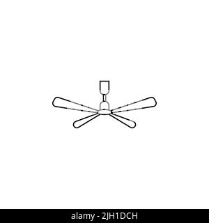 design icona ventilatore a soffitto. Ventilatore a soffitto con luce. Icona del contorno vettoriale isolata su sfondo bianco. Icona del ventilatore a soffitto. Icona vettoriale ventilatore a soffitto profilo f Illustrazione Vettoriale