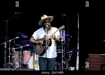 13 luglio 2022, Marostica, Vicenza/Veneto, Italia: Il cantante e cantautore americano Nathan Graham ha suonato sul palco del Festival estivo della Marostica. Atto aperto della vita di ben Harper e dei criminali Innocent. (Credit Image: © Mimmo Lamacchia/Pacific Press via ZUMA Press Wire) Foto Stock