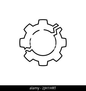 Icona a forma di cog spezzata, colore, linea, segno vettoriale di contorno, pittogramma lineare isolato su bianco. Simbolo, illustrazione del logo Illustrazione Vettoriale
