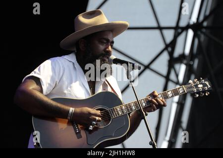 13 luglio 2022, Marostica, Vicenza/Veneto, Italia: Il cantante e cantautore americano Nathan Graham ha suonato sul palco del Festival estivo della Marostica. Atto aperto della vita di ben Harper e dei criminali Innocent. (Credit Image: © Mimmo Lamacchia/Pacific Press via ZUMA Press Wire) Foto Stock