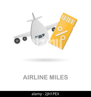 Icona miglia aeree 3D illustrazione dalla raccolta fedeltà dei clienti. Creative Airline Miles 3D icona per il web design, modelli, infografiche e altro ancora Illustrazione Vettoriale