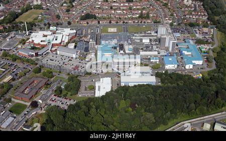 Vista aerea dell'Aintree University Hospital, Liverpool, Merseyside Foto Stock