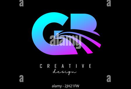 Logo GB g b a colori con linee di punta e design Road concept. Lettere con disegno geometrico. Illustrazione vettoriale con lettera e cu Illustrazione Vettoriale
